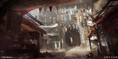 Concept art of Old Fort Wall from the video game Anthem by Ken Fairclough