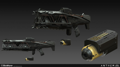 Concept art of Dominion Lighting Gun from the video game Anthem by Alex Figini