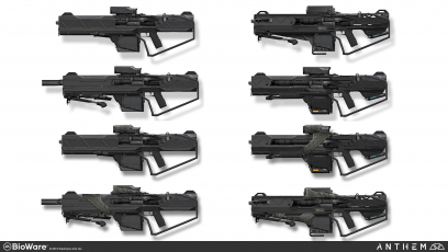 Concept art of Praetorian Weapons Exploration from the video game Anthem by Alex Figini