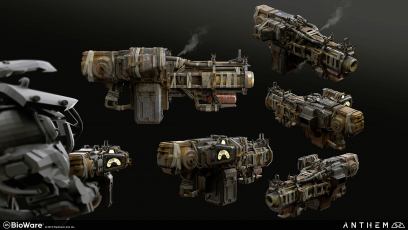 Concept art of Scavenger Mine Launcher from the video game Anthem by Alex Figini