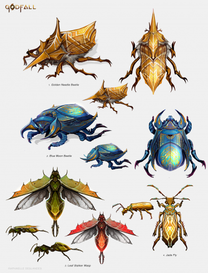 Concept art of Beetles from the video game Godfall by Raphaëlle Deslandes