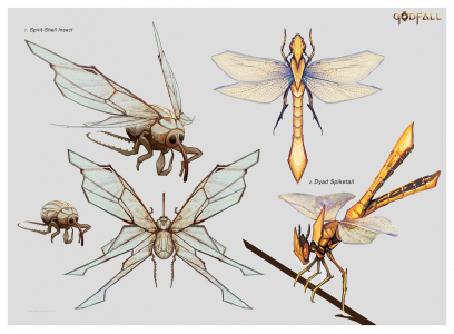 Concept art of Earth Realm Bugs from the video game Godfall by Raphaëlle Deslandes