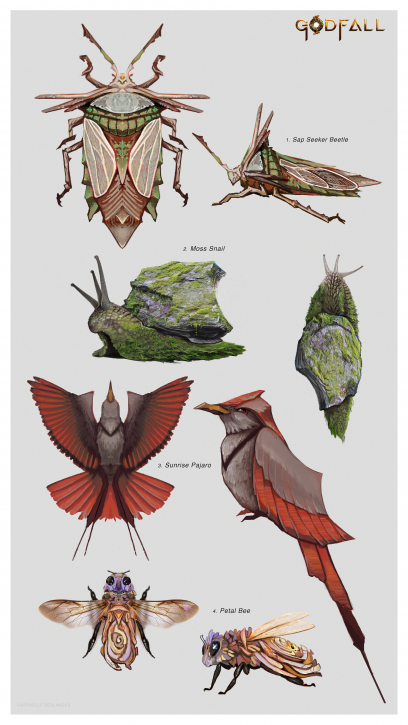 Concept art of Earth Realm Small Critters from the video game Godfall by Raphaëlle Deslandes