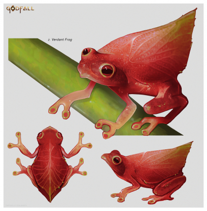 Concept art of Earth Realm Verdant Frog from the video game Godfall by Raphaëlle Deslandes