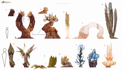 Concept art of Air Realm Plants from the video game Godfall by Raphaëlle Deslandes