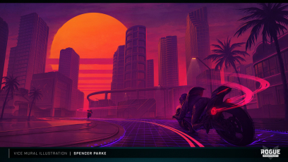 Concept art of Vice Mural Illustration from the video game Rogue Company by Spencer Parke