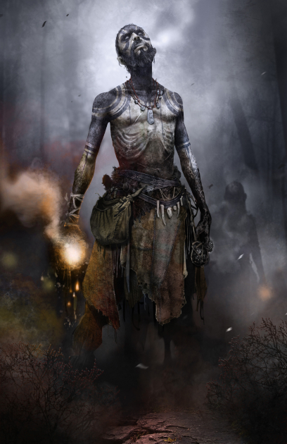 Concept art of Fanatic from the video game God Of War by Dela Longfish