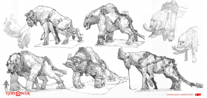 Concept art of Beast Of Burden from the video game God Of War by Stephen Oakley