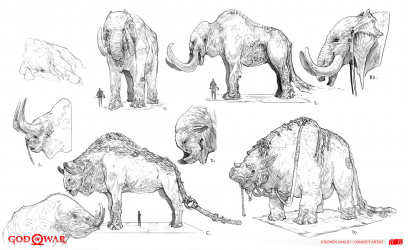 Concept art of Beast Of Burden from the video game God Of War by Stephen Oakley
