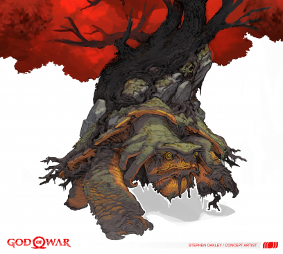 Concept art of Chaurli from the video game God Of War by Stephen Oakley