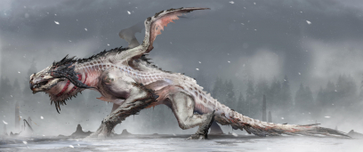 Concept art of Mountain Dragon from the video game God Of War by Dela Longfish