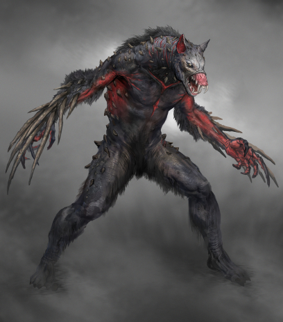 Concept art of Wulver from the video game God Of War by Yefim Kligerman