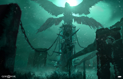 Concept art of Helheim Eagle Concept from the video game God Of War by Jin Kim