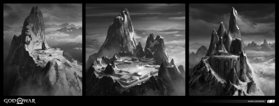 Concept art of The Mountain's Summit from the video game God Of War by Mark Castanon