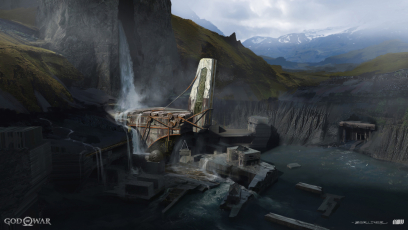Concept art of Tyr's Temple from the video game God Of War by Luke Berliner