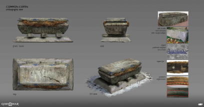 Concept art of Coffin from the video game God Of War by Jin Kim