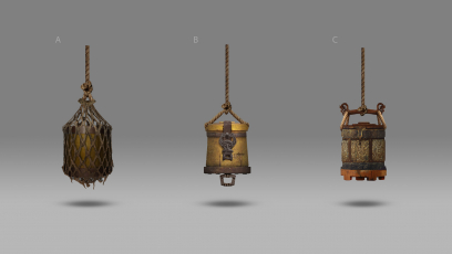 Concept art of Hanging Loot from the video game God Of War by Joe M Kennedy