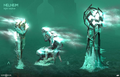Concept art of Helheim Lightsource from the video game God Of War by Jin Kim