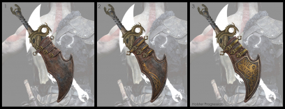 Concept art of Blade Holster from the video game God Of War by Yefim Kligerman
