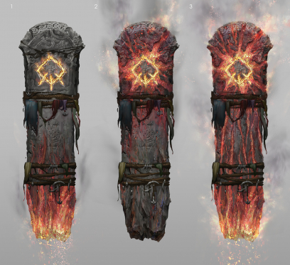 Concept art of Troll Weapon Sketches from the video game God Of War by Yefim Kligerman