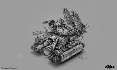Concept art of Patriarch Tank from the video game Wasteland 3 by Tj Frame