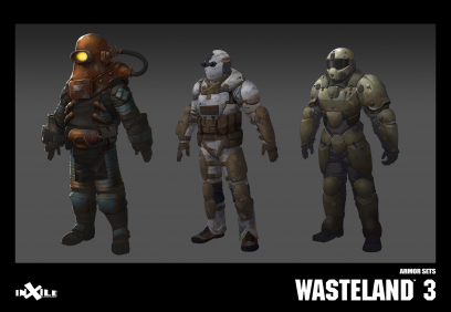 Concept art of Armor Sets from the video game Wasteland 3 by Dan Glasl