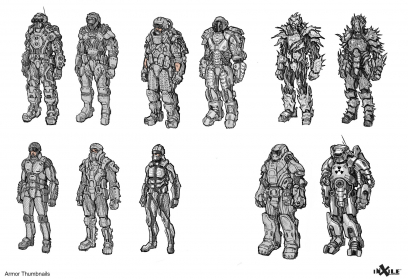 Concept art of Armor Thumbnails from the video game Wasteland 3 by Tj Frame