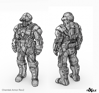 Concept art of Chemtek Armor from the video game Wasteland 3 by Tj Frame