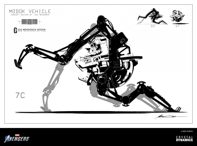Concept art of Modok Vehicle from the video game Marvel's Avengers by Gustavo Henrique Mendonca