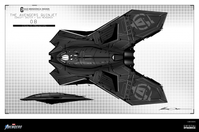 Concept art of Quinjet from the video game Marvel's Avengers by Gustavo Henrique Mendonca