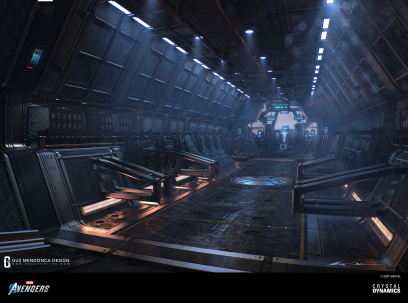 Concept art of Quinjet Interior from the video game Marvel's Avengers by Gustavo Henrique Mendonca