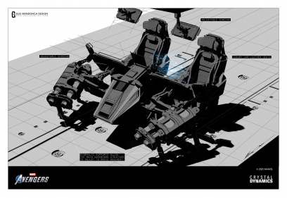 Concept art of Quinjet Interior from the video game Marvel's Avengers by Gustavo Henrique Mendonca