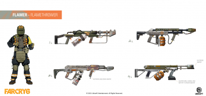 Concept art of Military Flamer from the video game Far Cry 6 by Steve Hong