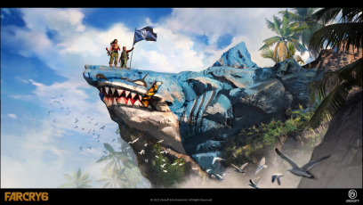 Concept art of Shark Rock from the video game Far Cry 6 by Ying Ding