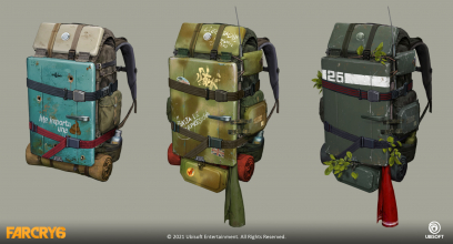 Concept art of Backpacks from the video game Far Cry 6 by Vitalii Smyk