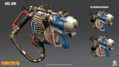 Concept art of Nail Gun from the video game Far Cry 6 by Miguel Angel Mendez