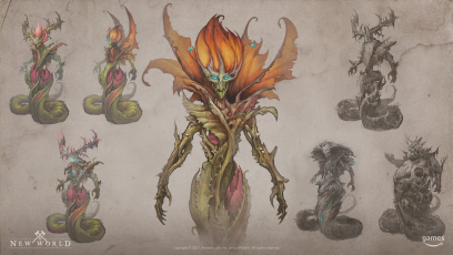 Concept art of Angry Earth Naga from the video game New World by Adam Richards