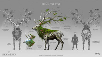 Concept art of Elemental Stag from the video game New World by Stuart Kim