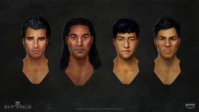 Concept art of Player Character Faces from the video game New World by Sojin Hwang
