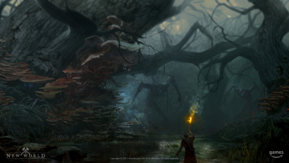 Concept art of Cursed Forest from the video game New World by Stuart Kim