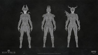 Concept art of Player Outfit Mtx Angels Demons from the video game New World by Sojin Hwang