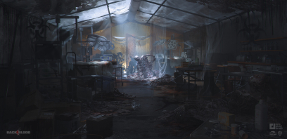 Concept art of Side Research Lab from the video game Back 4 Blood by Alben Tan