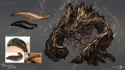 Concept art of Leechmonger from the video game Demon Souls Remake by Kez Laczin