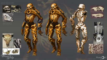 Concept art of Skeletons Silver Gold from the video game Demon Souls Remake by Kez Laczin