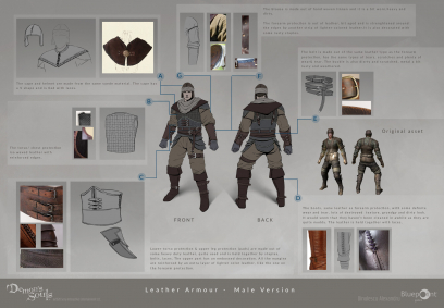 Concept art of Leather Armour Male Version from the video game Demon Souls Remake by Dinulescu Alexandru