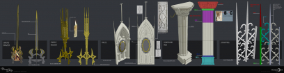 Concept art of Boletarian Palace Palace Courtyard Assets from the video game Demon Souls Remake by Benjamin Parker