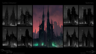 Concept art of Gothic Entrance from the video game Demon Souls Remake by Pavel Goloviy