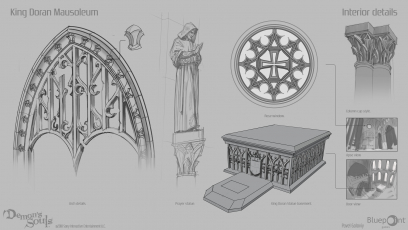 Concept art of King Doran Mausoleum Interior from the video game Demon Souls Remake by Pavel Goloviy