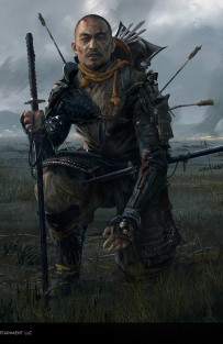 Concept art of Defeated Samurai from the video game Ghost Of Tsushima by Mitch Mohrhauser