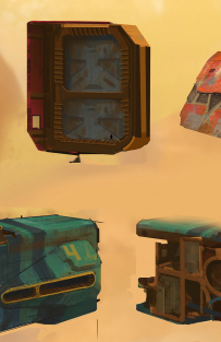Concept art of Ship Parts from the video game Borderlands 3 by Adam Ybarra